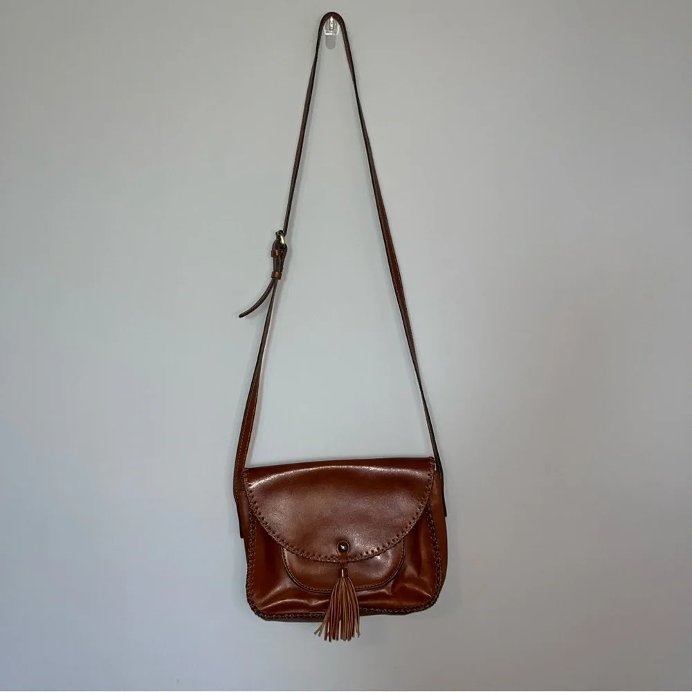Patricia Nash Brown Leather Tassel Shoulder Bag